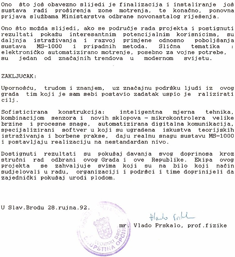 Izvještaj 28. rujna 1992. Dio 3. Tekst PROJEKT MOONSHINE