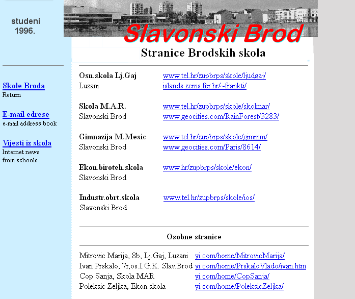 Brodske škole 1996. Škola M.A. Reljković