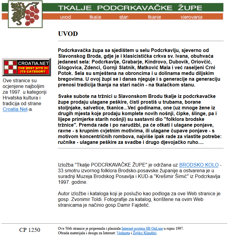 Broj 1. Tkalje podcrkavačke župe