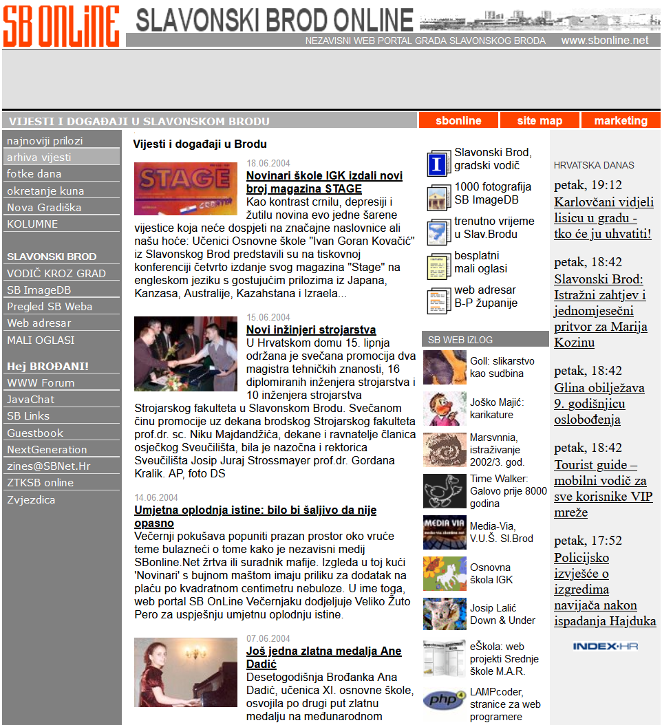 2004. Portal SBONLINE, vijesti i događaji u Slavonskom Brodu