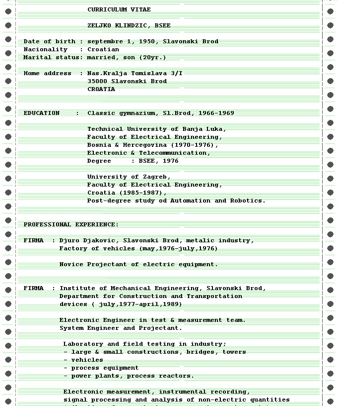 Željko Klindžić, siječanj 1996. 